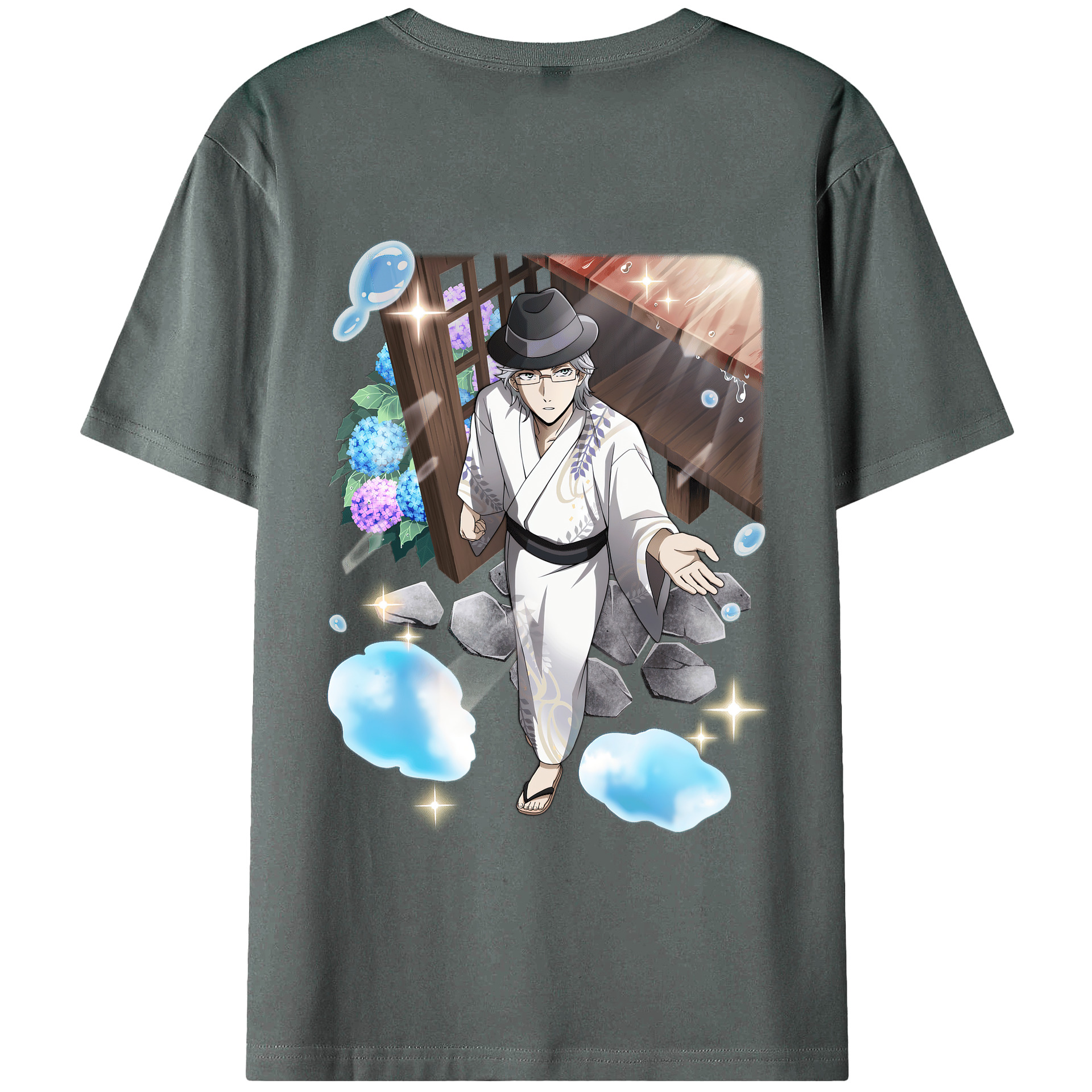 （画像用） 文豪ストレイドッグス Bungo Stray Dogs 綿100％ メンズ半袖Tシャツ（バックプリント） 通気性